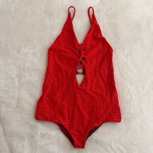 Like New XS Acacia Swimwear Neon Red Mesh Kokomo One Piece